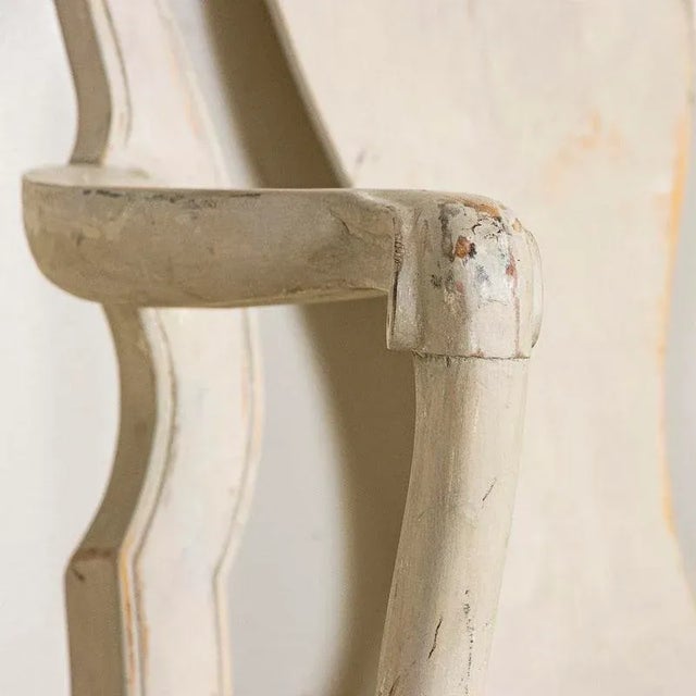 Gray Late 19th Century Antique Pair of Gray Painted Swedish Arm Chairs For Sale - Image 8 of 12