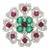 14k White Gold Emerald and Ruby Floral Cocktail Ring With Diamonds Size 8 For Sale - Image 4 of 13