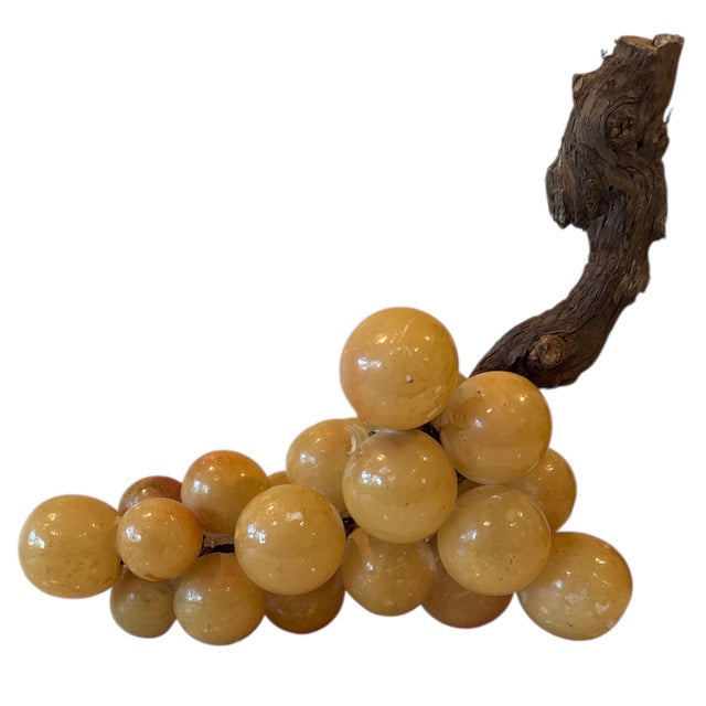 Hollywood Regency Large Vintage Italian Alabaster Grape Cluster in Honey Yellow – 14” For Sale - Image 3 of 6
