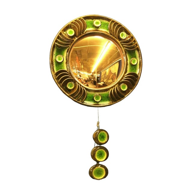 Glass Large Mid-Century Green Ceramic Wall Decoration by Gyula Végvári, 1970s For Sale - Image 7 of 7