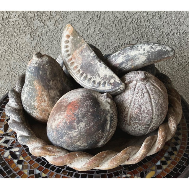 Late 20th-Century Mexican Barro Rojo (Red Clay) Earthenware Centerpiece Faux Fruit Platter - 8-Pieces For Sale - Image 13 of 18