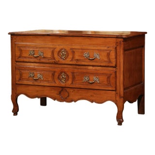 18th Century French Louis XV Cherry Commode Sauteuse With Bronze Mounts For Sale