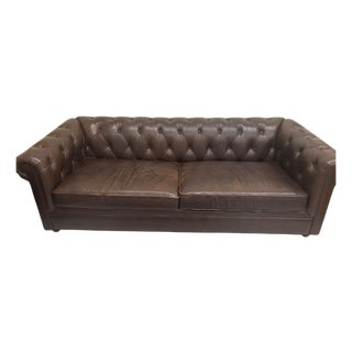 Chesterfield Leather Grand Sofa Crafted by Pottery Barn. For Sale