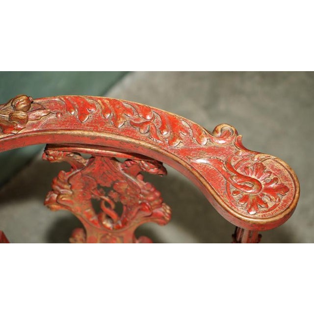 19th Century Carved Red and Gilt Tête-À-Tête Lovers Conversation Set For Sale - Image 6 of 18