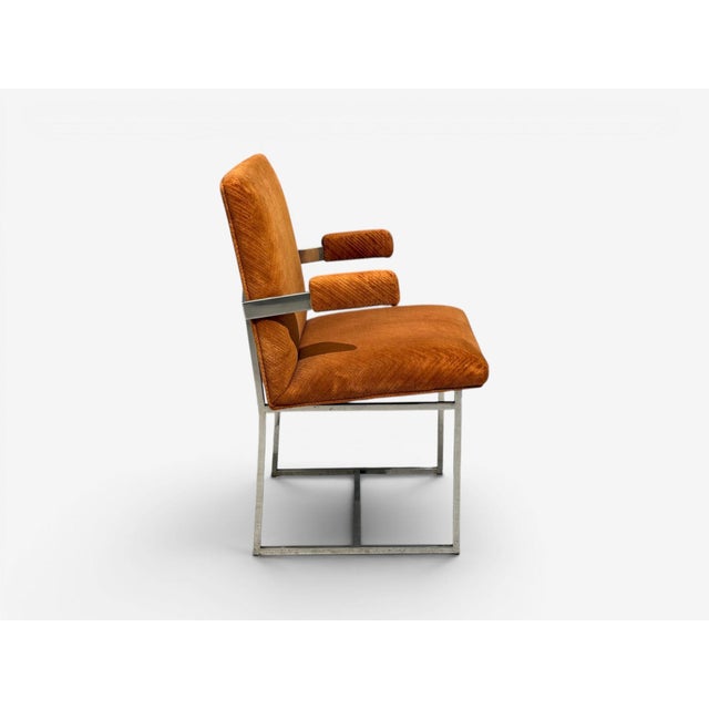 Milo Baughman, Six Dining Chairs, Chrome, Fabric, Usa, 1970s For Sale - Image 9 of 11