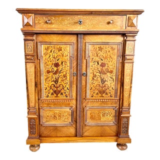 Antique Victorian Inlaid Fruitwood Storage Cabinet Sideboard For Sale