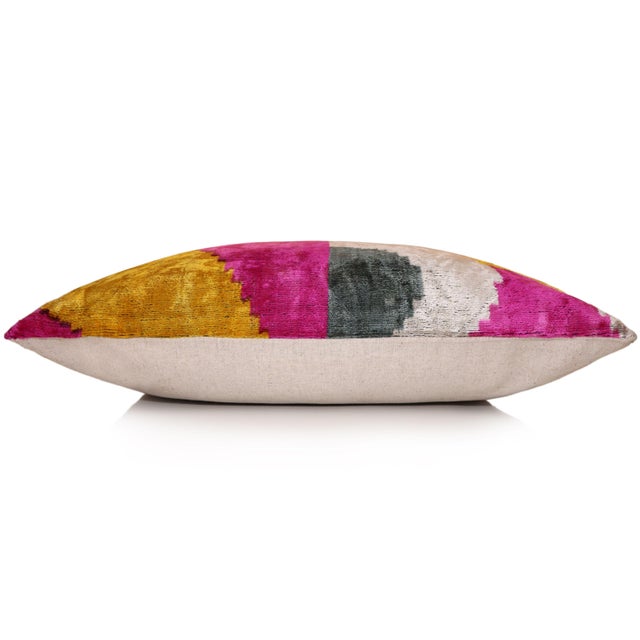 2020s Abstract Silk Velvet Pillow 20x20 in Handmade Geometric Luxury Accent Cushion For Sale - Image 5 of 8