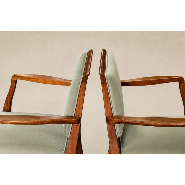Pair of Caviúna Wood Armchairs in Thick Green Velvet, Brazil, Mid-20th Century - Lot 954 For Sale - Image 15 of 16