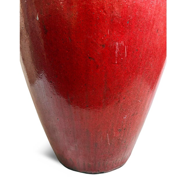Early 21st Century Vintage Tall Red Ceramic Urn For Sale - Image 5 of 7