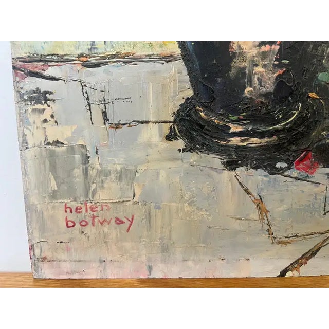 Helen Botway Bougainvillea in a Dark Urn Oil on Board Painting, Signed 1960's 1960's For Sale In New York - Image 6 of 11