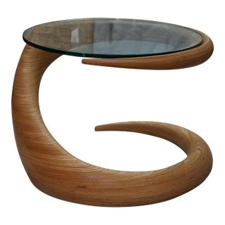 1980s Spiral Table With Glass Top Benchmade by Hawaiian Furniture Maker Rock Cross For Sale