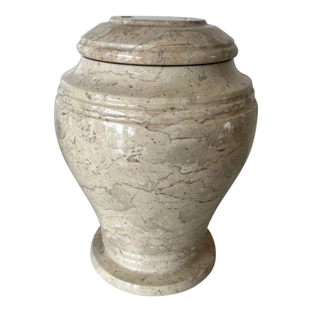 Vintage Polished Marble Urn With Lid For Sale