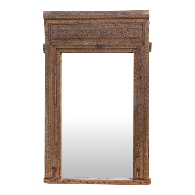 Ancient Heritage Portal Carved Doorway Mirror For Sale