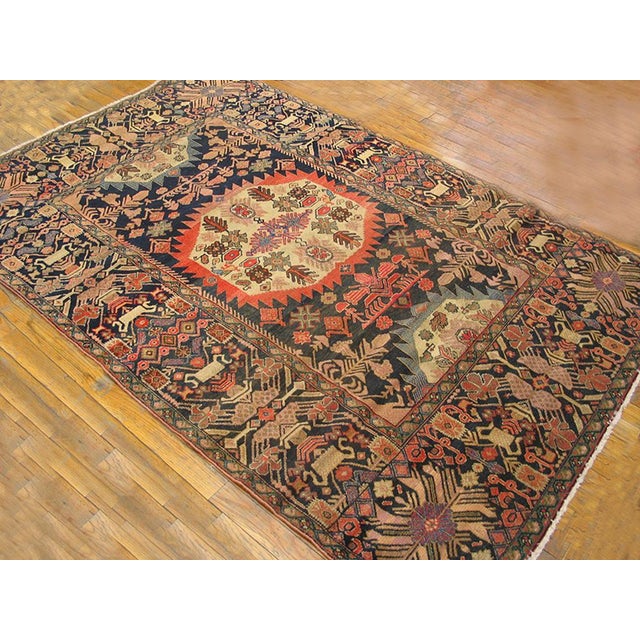 19th Century Persian Farahan Carpet ( 4'2" x 6'3" - 127 x 191 ) Antique Farahan Small Scatter Size Wool Blue Rug, Circa...