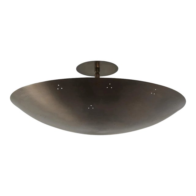 Raul Reyes 'Rey 20' Perforated Patinated Brass Dome Ceiling Lamp For Sale