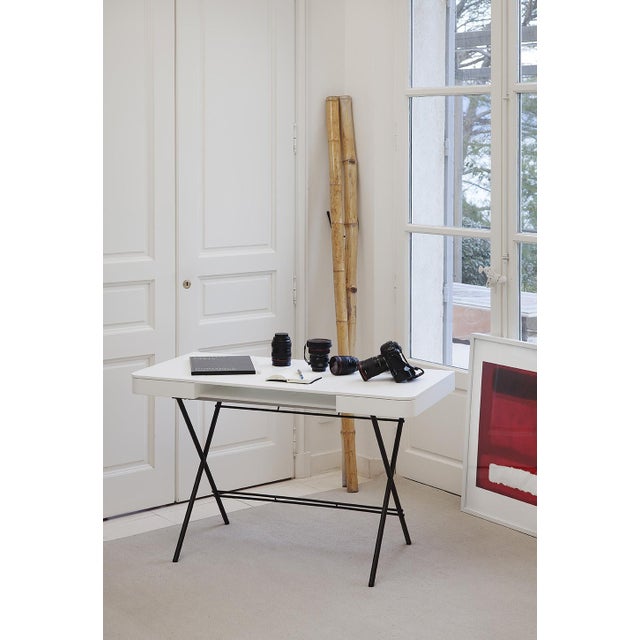 Cosimo Desk with White Mat Lacquered Top and Bronze Frame by Marco Zanuso Jr. for Adentro, 2017 For Sale - Image 13 of 15