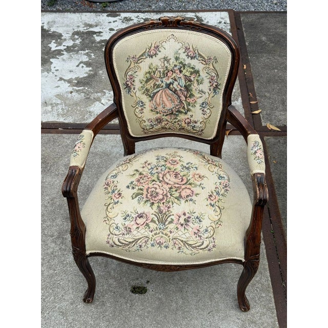 1920s Antique French Louis XV Style Armchair, 1920s For Sale - Image 5 of 14