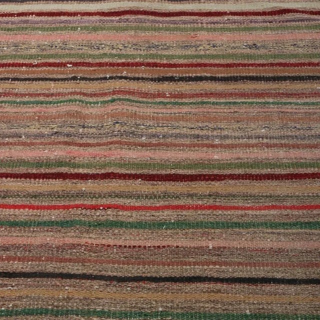 Rug & Kilim 1970s Vintage Geometric Striped Beige Brown and Multicolor Wool Kilim Rug For Sale - Image 4 of 6