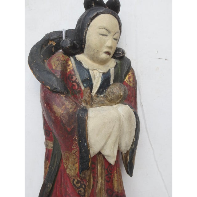 Mid 19th Century Antique Wooden and Polychromed Japanese Secret Christian Sign/Marker For Sale - Image 5 of 7