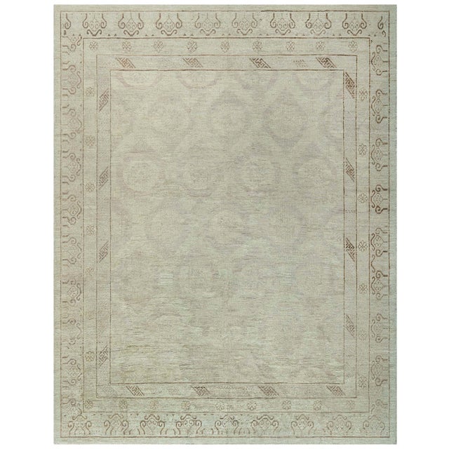Contemporary Botanic Khotan Handmade Wool Rug by Doris Leslie Blau For Sale