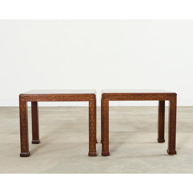 Pair of Henredon Chinese Chippendale Mahogany Side End Tables For Sale - Image 18 of 18
