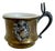 Antique Brass Shaving Mug With Milk Glass Liner & Silver-Toned Shield Cartouche For Sale