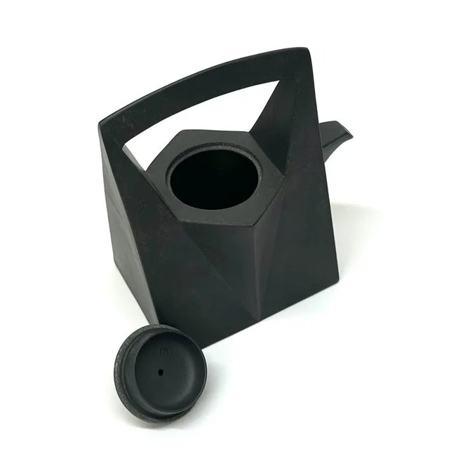 Rare 1980s Matte Black Geometric Yixing Teapot Designed by Gerald Gulotta - Made by Shi Xiaoma Matte black geometric...