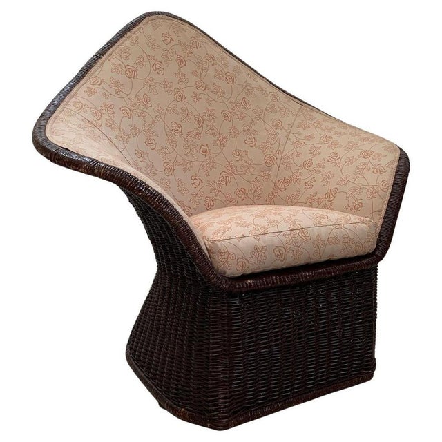 Rattan Armchair with Fabric Padding, Italy, 1960s For Sale - Image 15 of 15