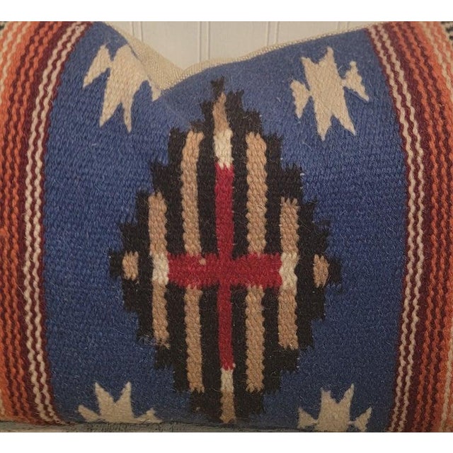 Colorful Mexican Indian weaving pillow.Backing is in a cotton linen backing.The insert is down & feather fill.