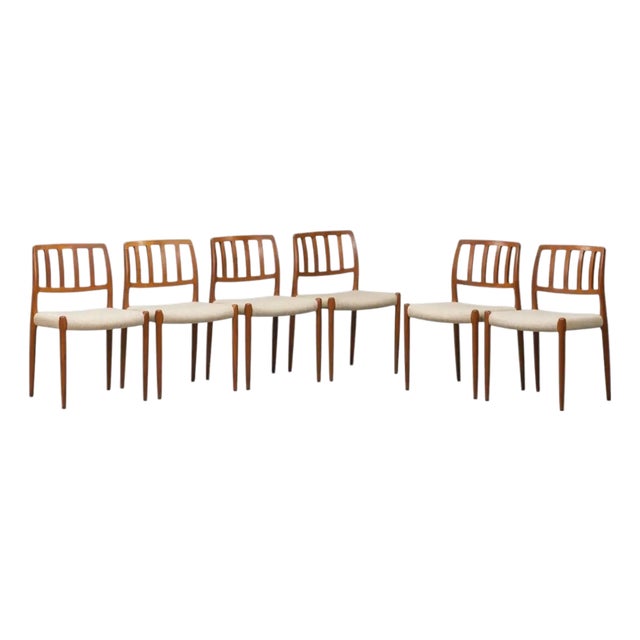 Vintage Set of Six Signed ‘Model 83’ Dining Chairs by Niels Otto Møller, 1960 For Sale