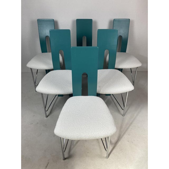 Postmodern Dining Chairs in Bouclé, 1980s, Set of 6 For Sale - Image 6 of 18