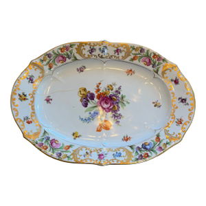 Early 20th Century Floral and Gold Hand Painted Serving Platter