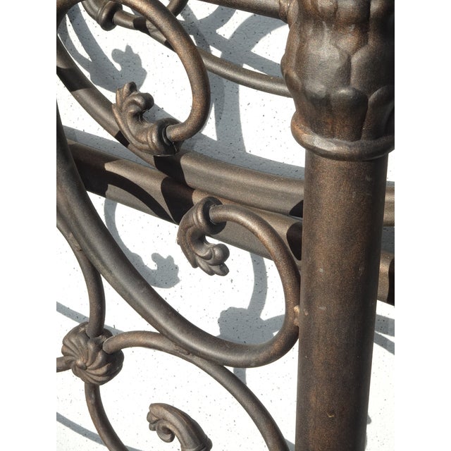 Brown Brown Metal King Sleigh Bed Set Frame Headboard Medalion and Ornate Scrolls For Sale - Image 8 of 18