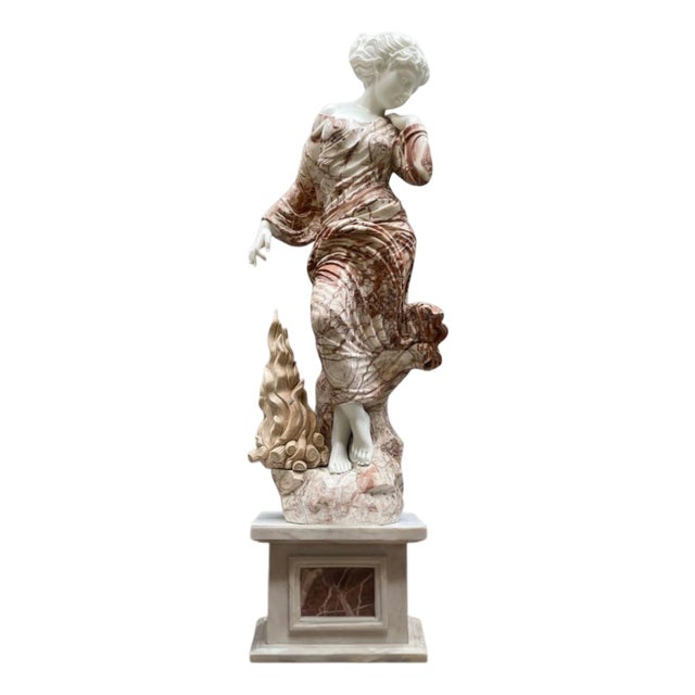 Late 20th Century Italian Life-Size Marble Sculpture of a Dancing Girl. For Sale