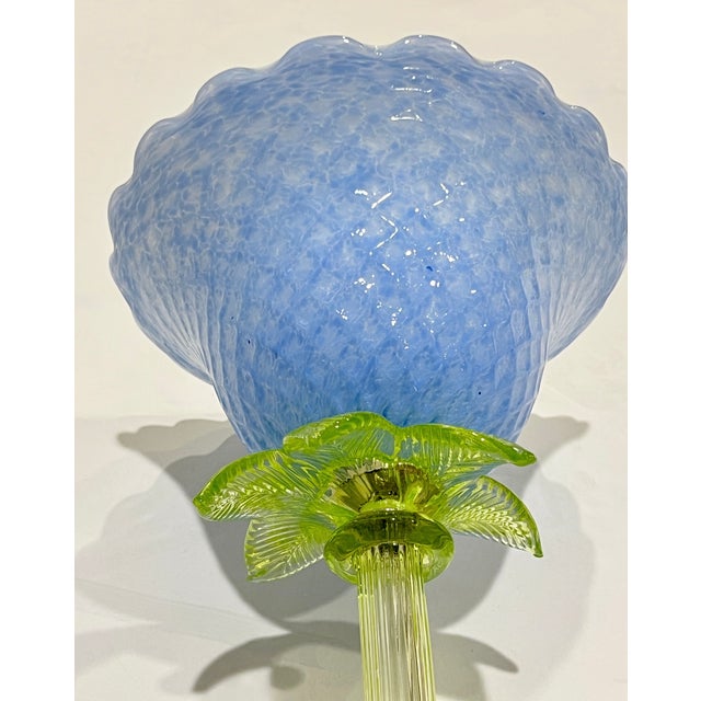 Italian Design Modern Periwinkle Purple Blue Glass Lit Flower Vase/Table Lamp For Sale - Image 9 of 10