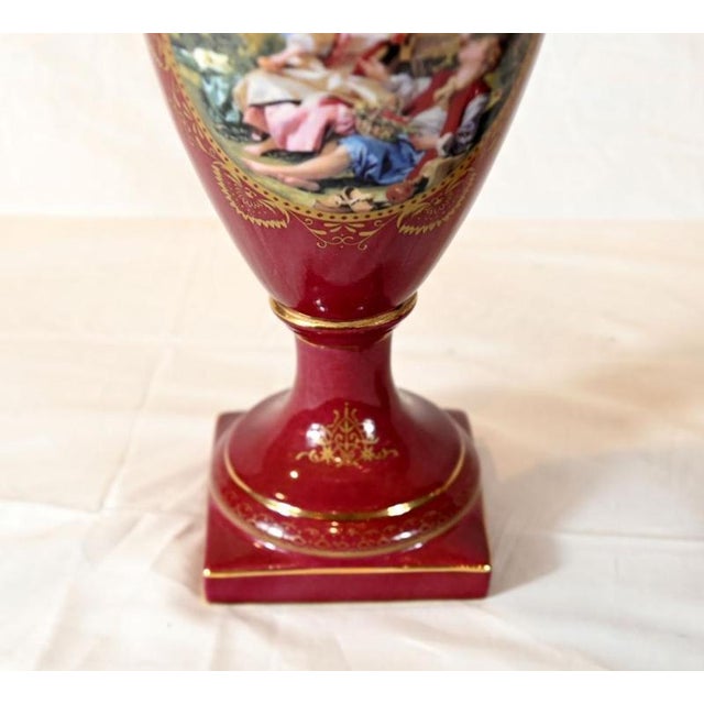 Porcelain Amphora Urns in the style of Sevres, Set of 2 For Sale - Image 6 of 7