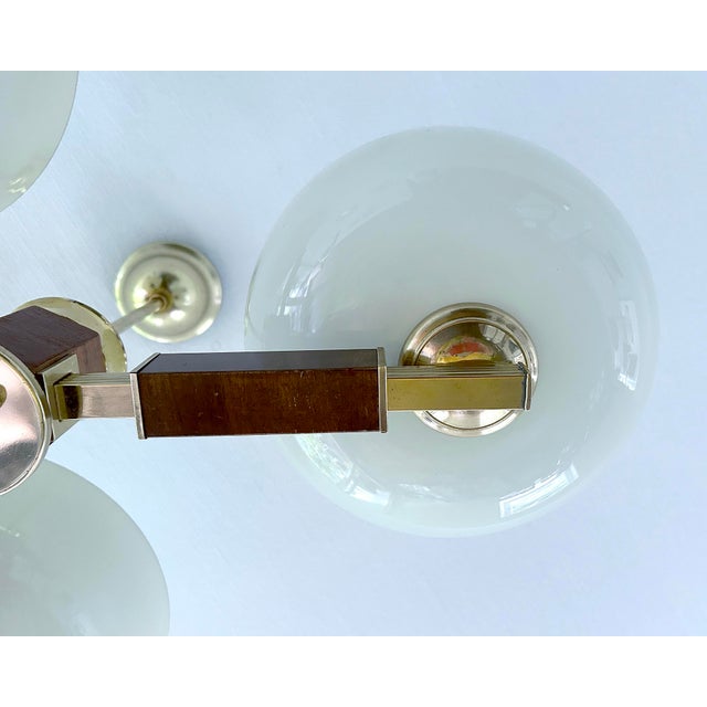 Large Art Deco Pendant Light in Wood and Glass, 1930s For Sale - Image 14 of 18