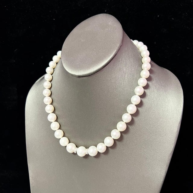 Natural South Sea Pearl Diamond Necklace 14k W Gold Certified For Sale - Image 9 of 9