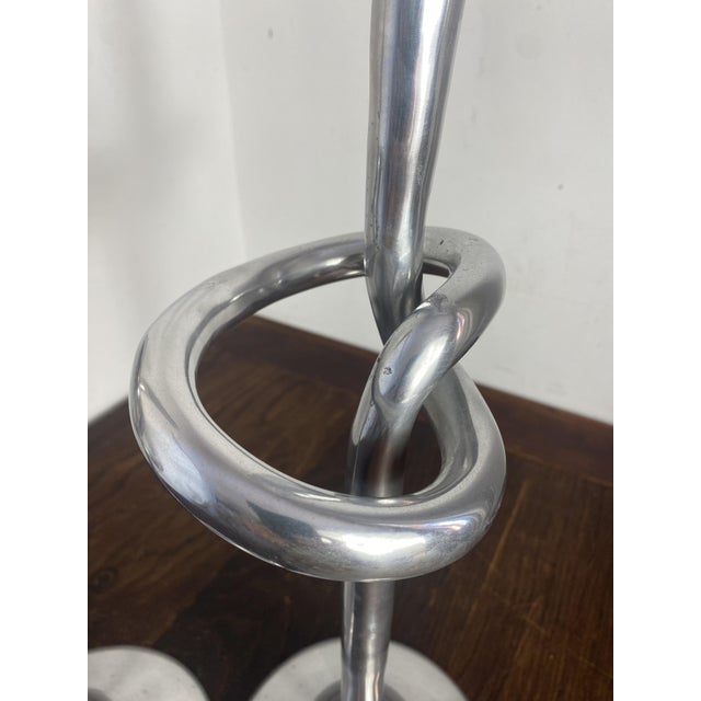 Large Knot-Shaped Aluminum Candlesticks, Italy, 1970, Set of 2 For Sale - Image 4 of 17