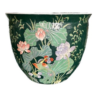 Large Chinoiserie Fish Bowl Planter For Sale