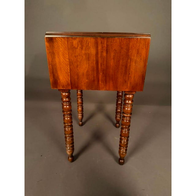 Oxblood Red Mid 20th Century American Solid Birch Drop Leaf Side Table by Davis Cabinet Co., Two Drawer Nightstand For Sale - Image 8 of 18