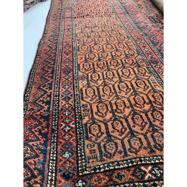Vintage Rug Plush Wool Apricot Boteh Design Rug 4 x 10.4 For Sale - Image 4 of 4