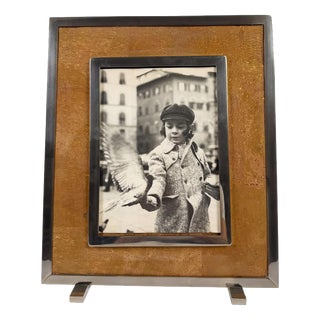 Large Italian Rectangular Picture Frame in Chrome, Acrylic Glass and Cork, 1970s For Sale