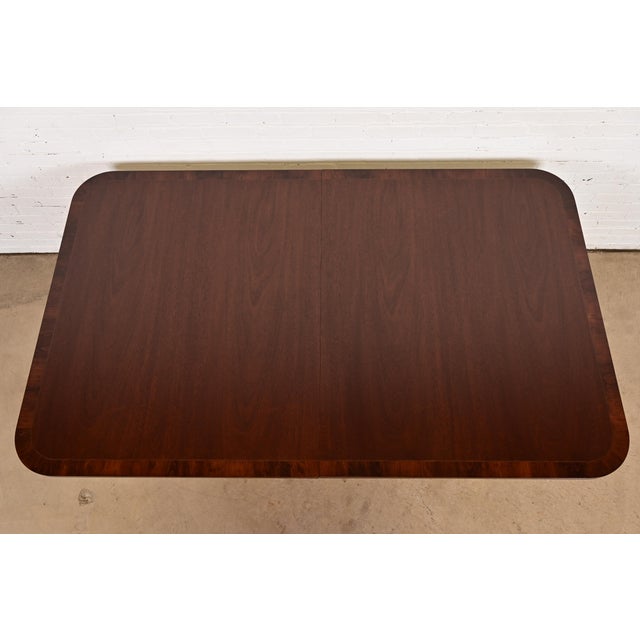 Brown Kittinger Georgian Banded Mahogany Double Pedestal Extension Dining Table, Newly Refinished For Sale - Image 8 of 11
