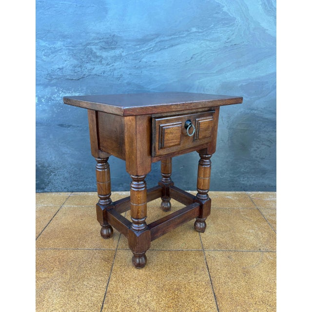 Spanish Oak Side Table with Drawer, Early 20th Century For Sale - Image 4 of 11