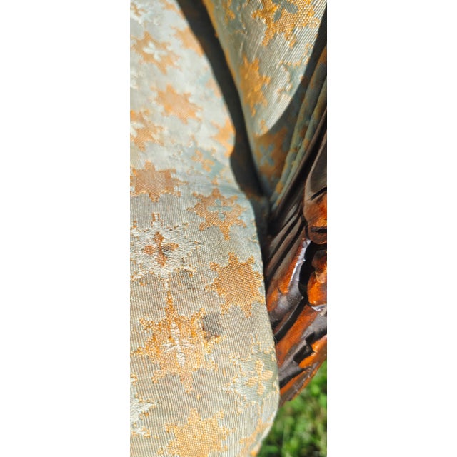 Antique Louis XV Style Bergère Barrel-Back Silhouette Armchair – Rococo Revival, Late 1800s For Sale - Image 14 of 18