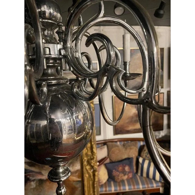 Metal Early 20th Century English Silver Plate Eight-Light Chandelier For Sale - Image 7 of 11
