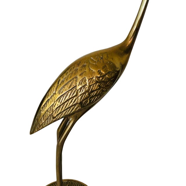 Metal Vintage Mid-Century Solid Brass Crane Figurines, Pair – Hollywood Regency Bird Sculptures For Sale - Image 7 of 7