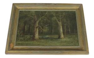 Late 19th Century Painting Oil on Canvas Forest Landscape by Henry Duessel