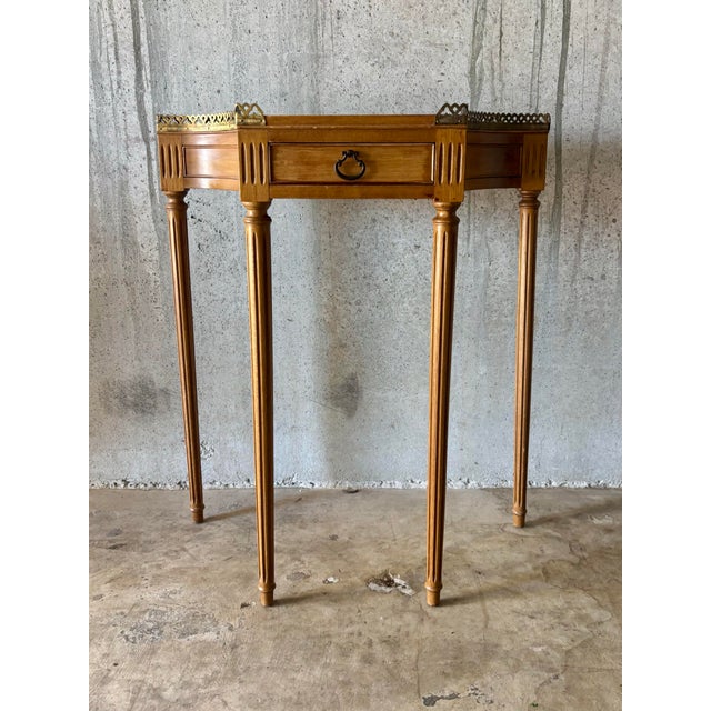 Early 20th Century Vintage Louis XVI Style Mahogany Serpentine Console With Bronze Gallery For Sale - Image 5 of 8
